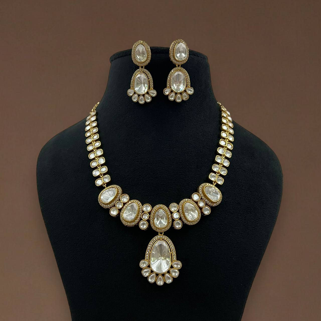 AZIZAH MOISSANITE POLKI LONG NECKLACE SET