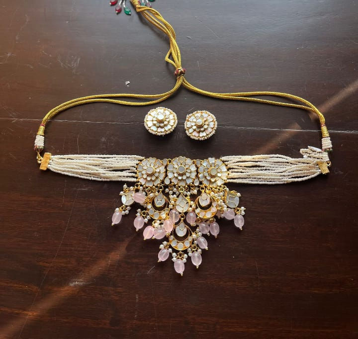 AKOYA PINK KUNDAN CHOKER SET