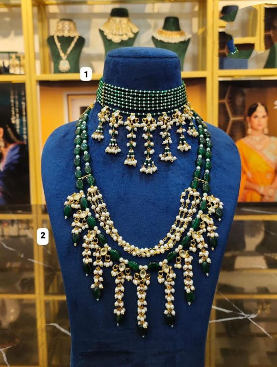 HEEYA GREEN KUNDAN CHOKER AND NECKLACE