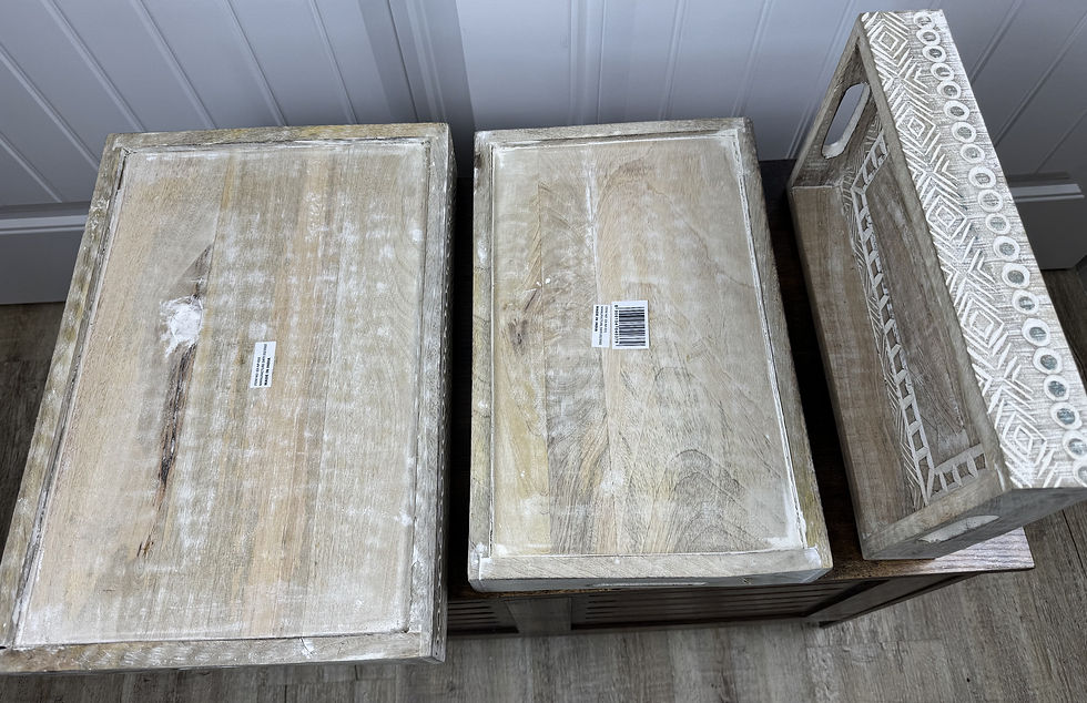 Thumbnail: White Rectangle Mango Wood Decorative Trays set of 3