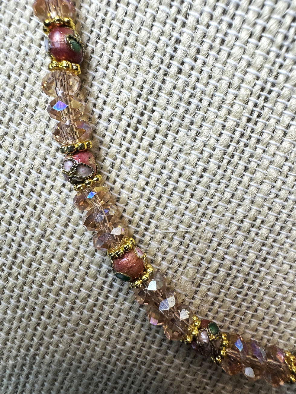 Thumbnail: Mini Glass Beads Gold Facetted Necklace
