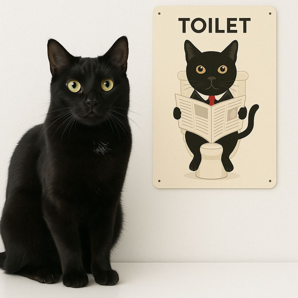 🚽שלט איור לשירותים מותאם אישית לכלב או החתול שלכם