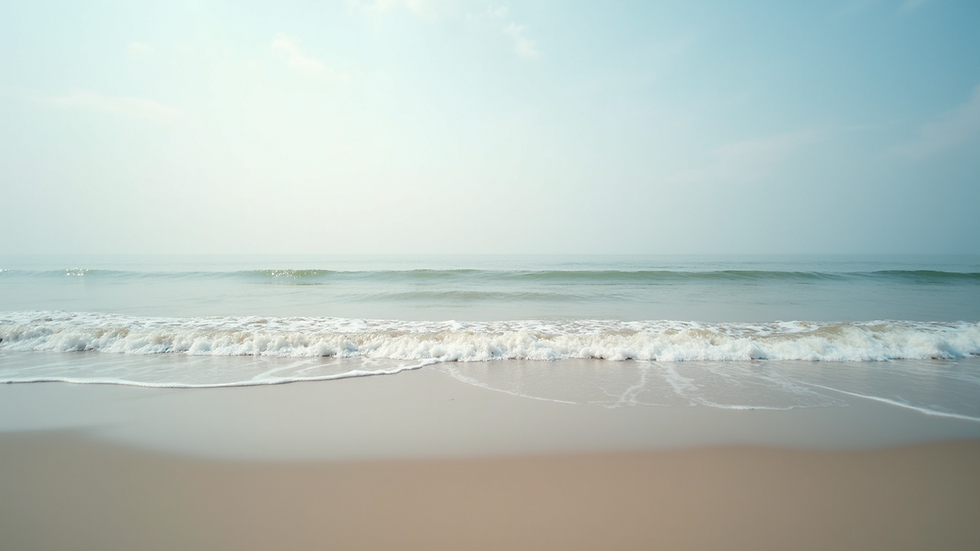 Wide-angle shot of a tranquil Baltic Sea beach with gentle waves