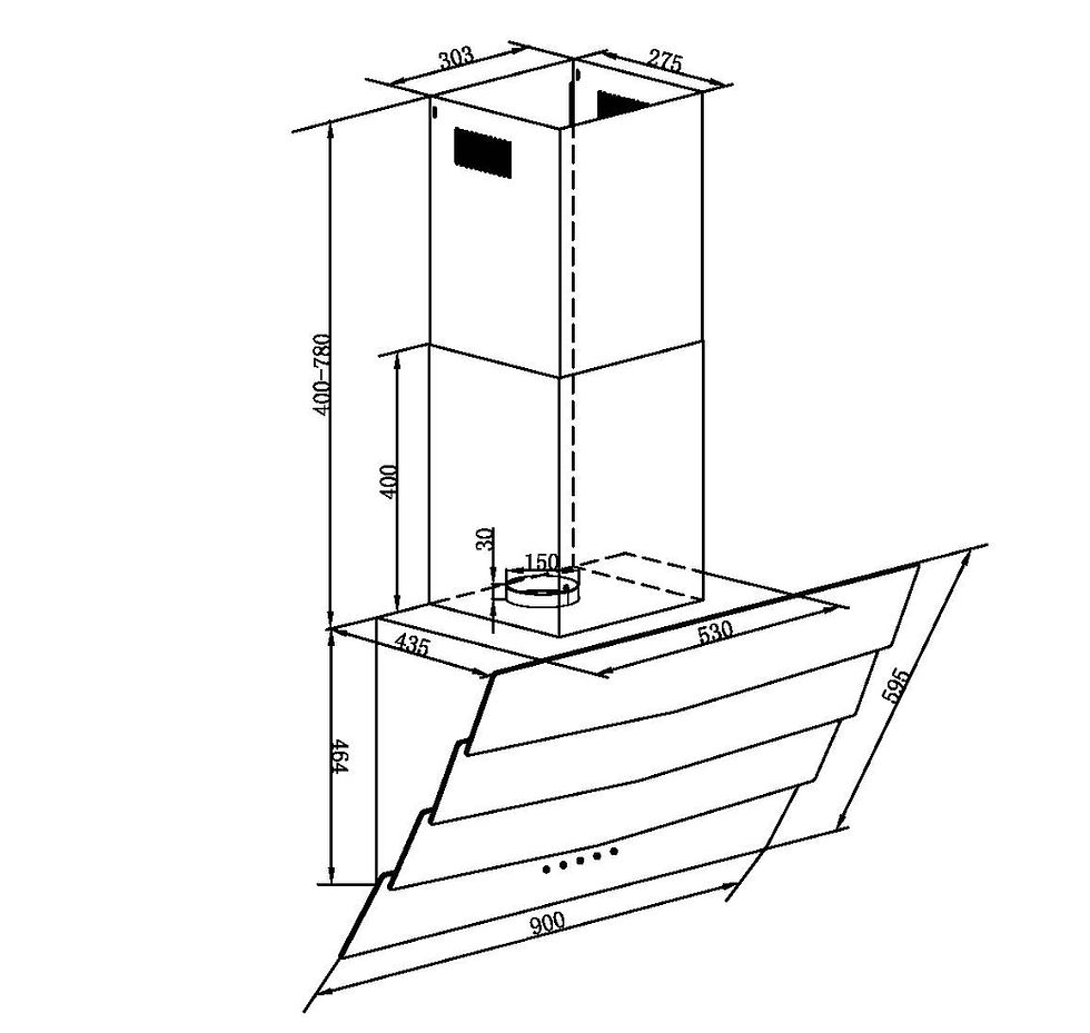 Thumbnail: Falco 90cm Slanted 3 Panel Black Glass Extractor