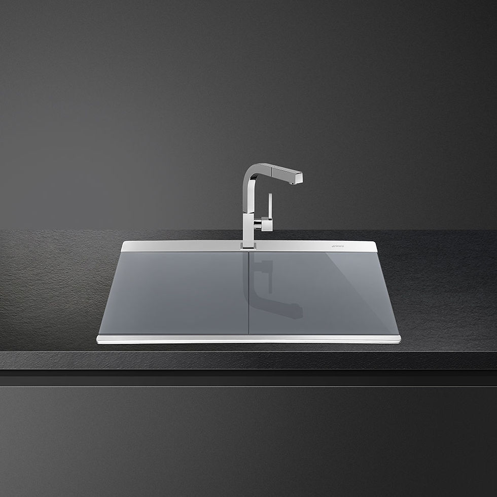 Thumbnail: SMEG - MIRA DOUBLE BOWL INSET SINK - OPTIONAL GLASS SLIDER