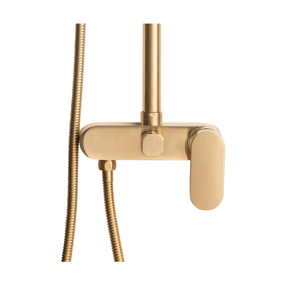 Thumbnail: B SERIES - Brushed Gold Exposed Goose Neck Shower Set
