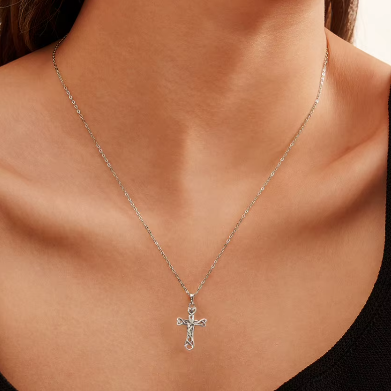 Thumbnail: Sterling Silver Oxidized Knot Cross Necklace