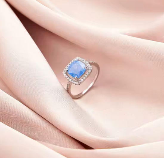 Thumbnail: Blue Zircon Sterling Silver Ring