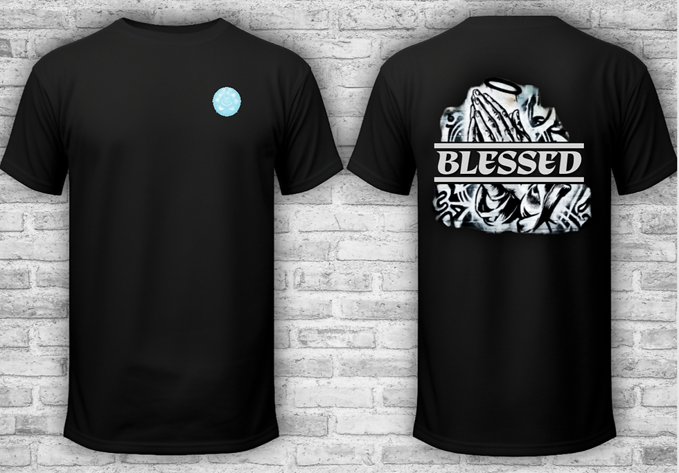 “Blessed ready-to-wear faith black shirt featuring praying hands Christian design”