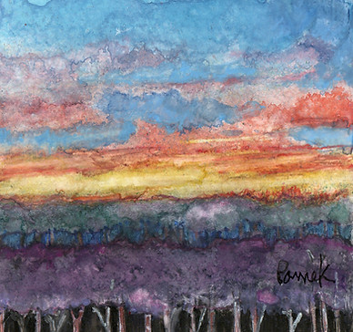 orchard, sunset, watercolor, art paintings, original artwork, landscapes, door county