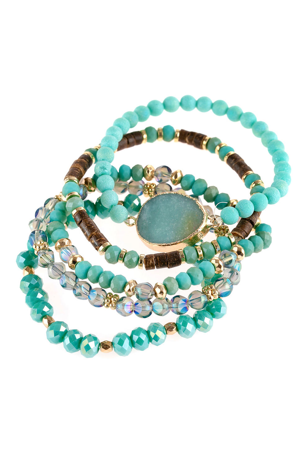 Thumbnail: Natural Stone Charm Mixed Beads Bracelets