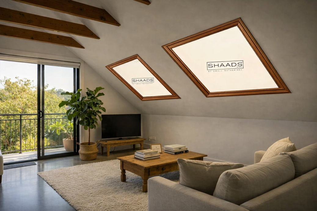Custom-fit skylight covers that install in seconds with only four brackets. Real wood frames, premium fabrics, and a patented magnetic design that fits any skylight beautifully.