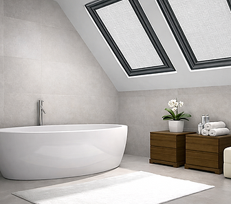 bathroom skylight with SHAADS® interior cover and Coffee Bean frame
