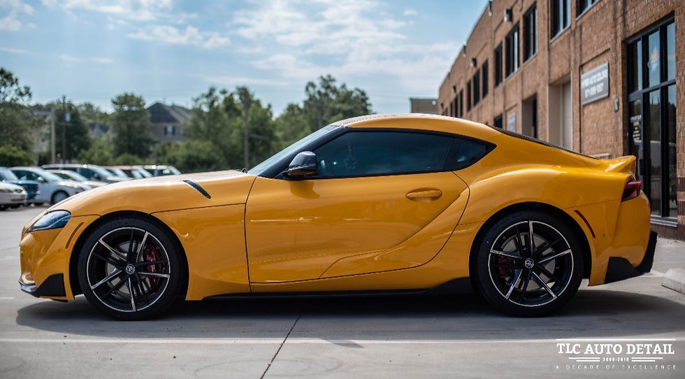 SunTek ceramic window tint on a yellow sports car install at tlc auto detail in sterling va
