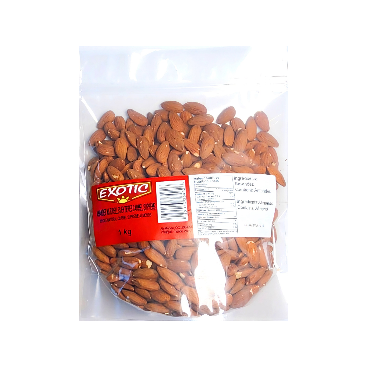 Amandes Naturelles entières Carmel Suprème 1Kg