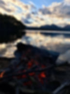Campfire by a lake