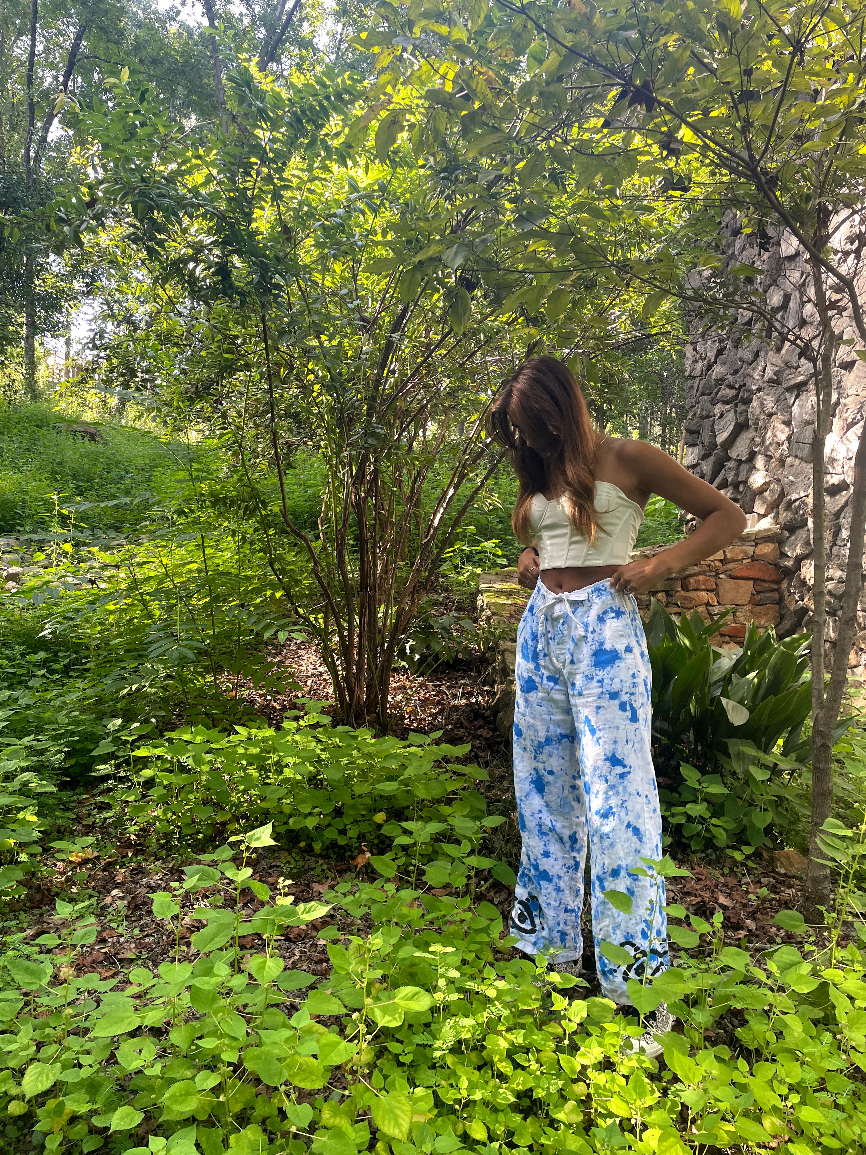 Cotton Patterned Wide Leg Pant