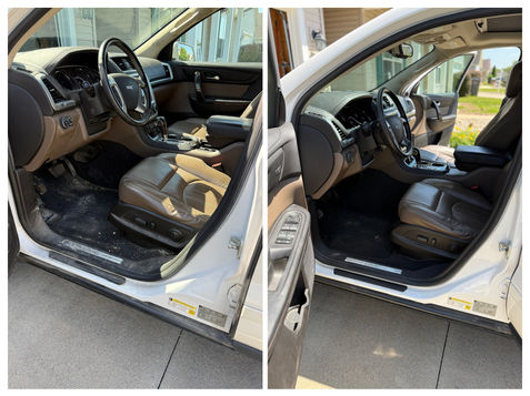 GMC Acadia before and after interior detail driver's side