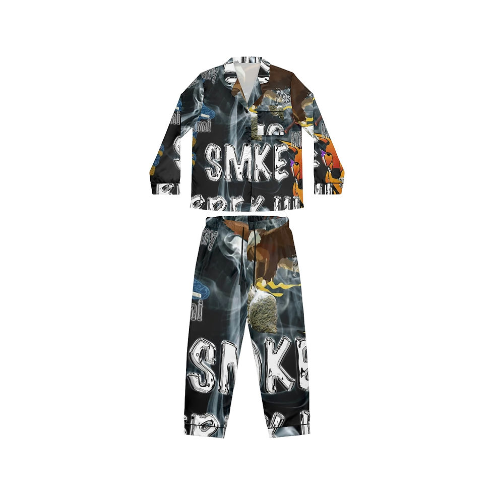Smoke Break III Women's Satin Pajamas (AOP)