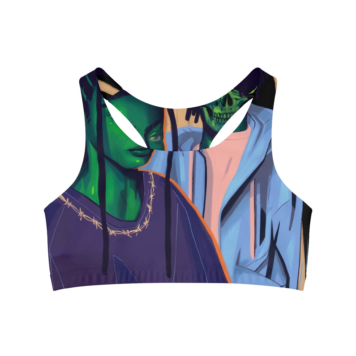 Wake N Bake N HeartBreak Seamless Sports Bra (AOP)