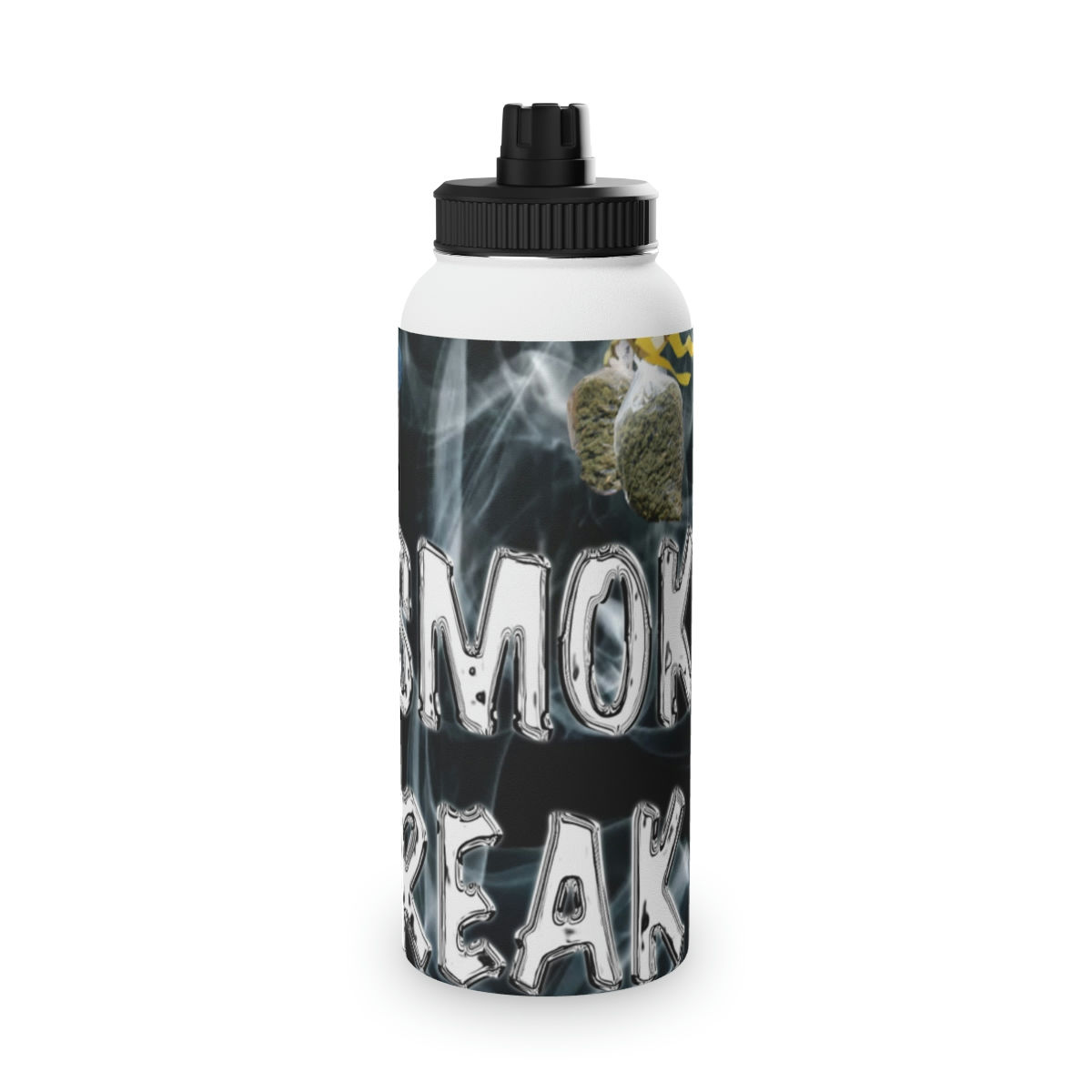 Smoke Break III Stainless Steel Water Bottle, Sports Lid