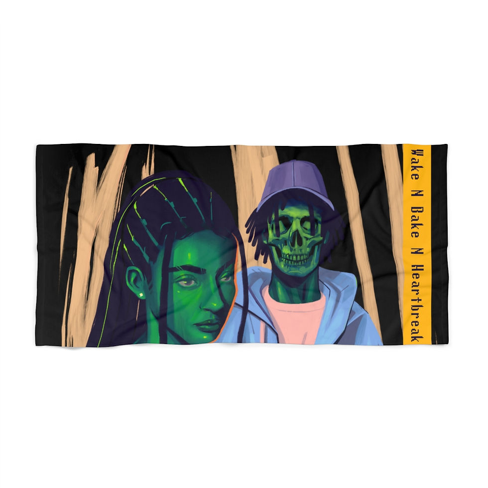 Wake N Bake N Heartbreak Beach Towel