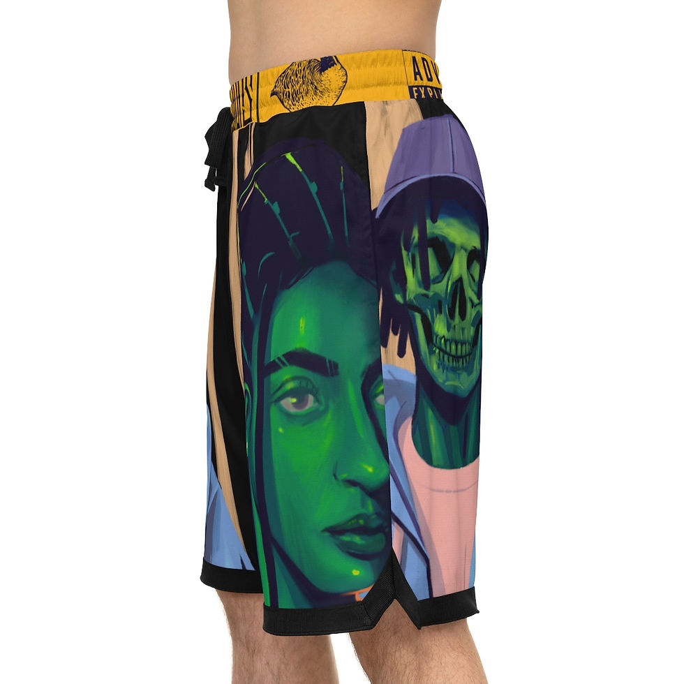 Thumbnail: Wake N Bake N HeartBreak Basketball Rib Shorts (AOP)