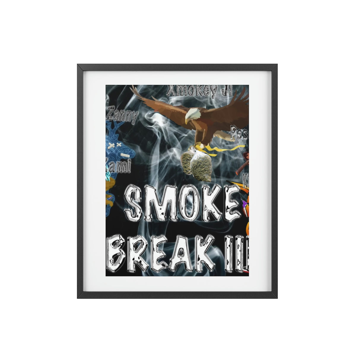 Smoke Break III Framed Posters, Matte