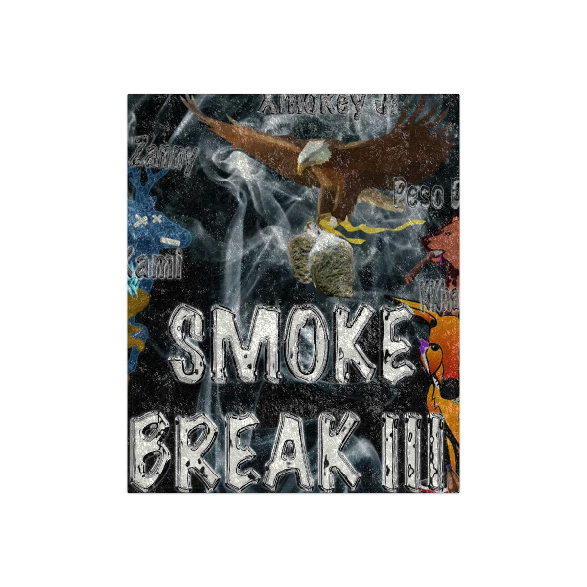Smoke Break III Crushed Velvet Blanket
