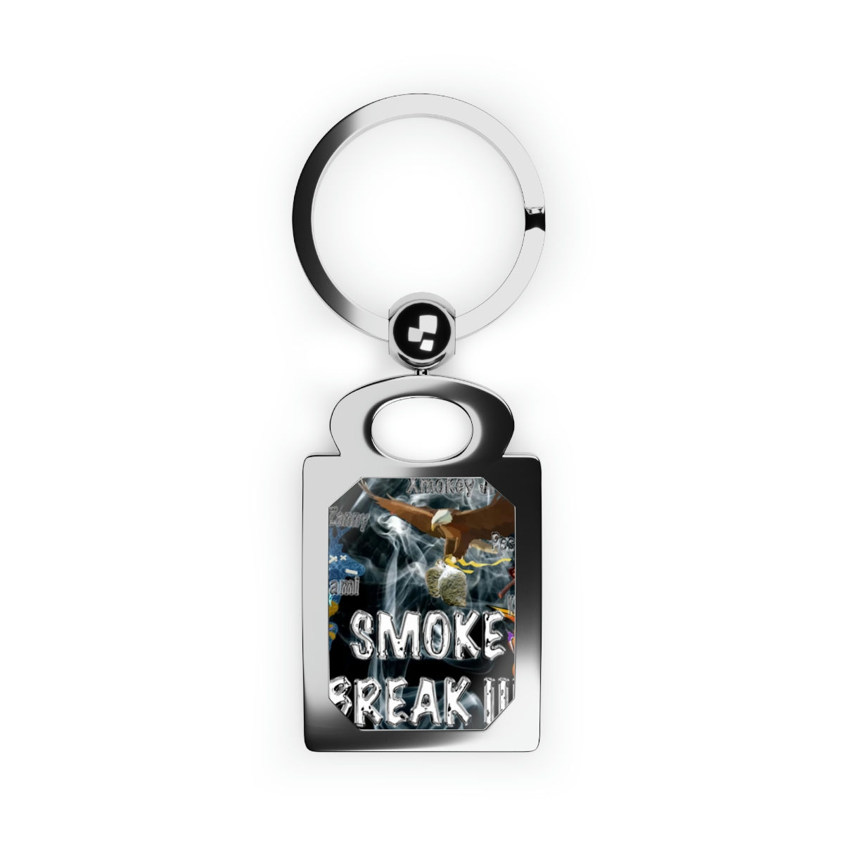 Smoke Break III Rectangle Photo Keyring
