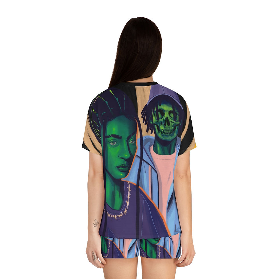 Thumbnail: Wake N Bake N HeartBreak Women's Short Pajama Set (AOP)