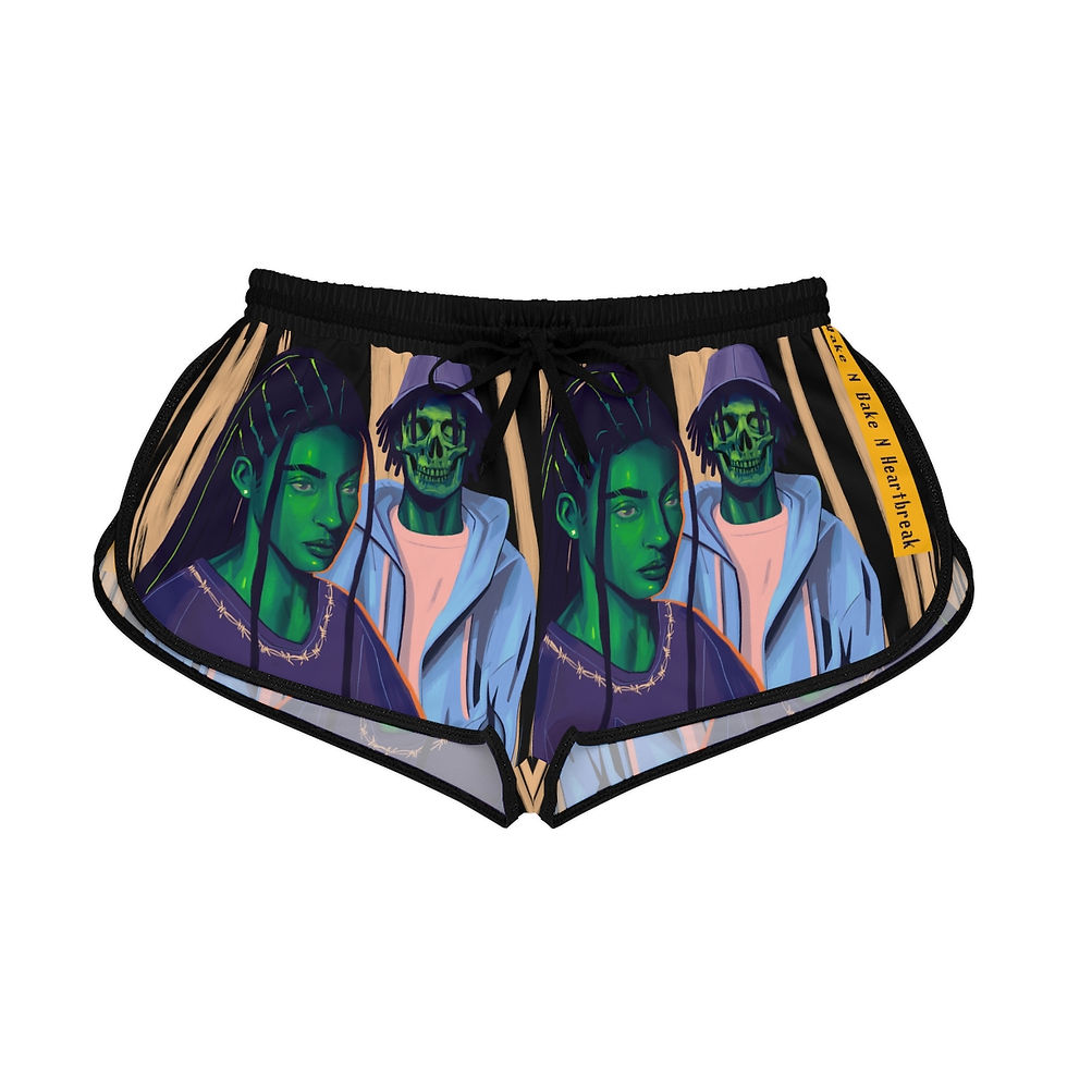 Thumbnail: Wake N Bake N HeartBreak Women's Relaxed Shorts (AOP)