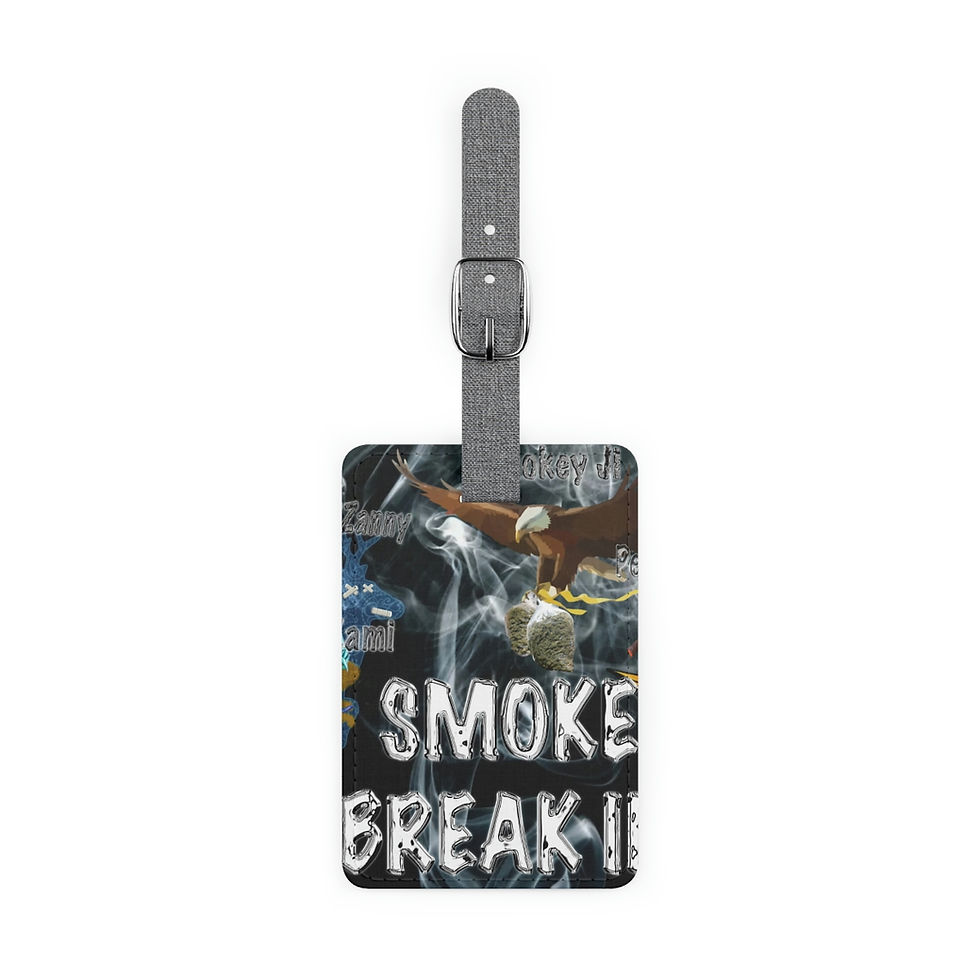 Smoke Break III Saffiano Polyester Luggage Tag, Rectangle
