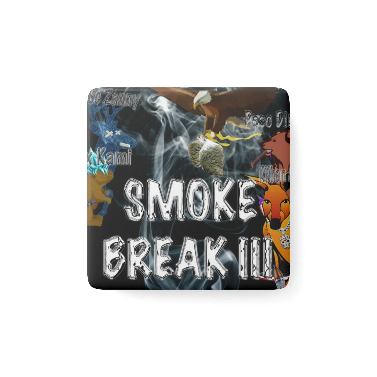 Smoke Break III Porcelain Magnet, Square