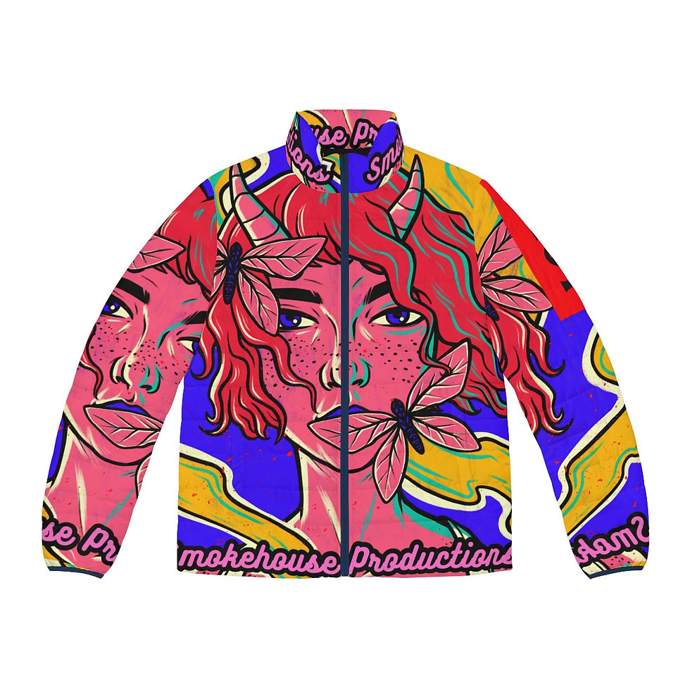 Thumbnail: Yokki++ Blue Men's Puffer Jacket (AOP)