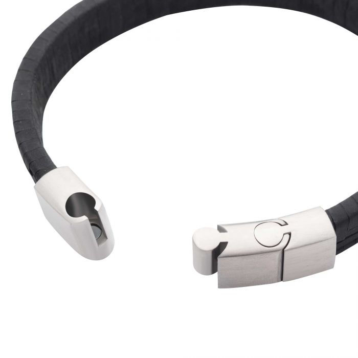Thumbnail: Twill Weave Suede Black Leather Bracelet