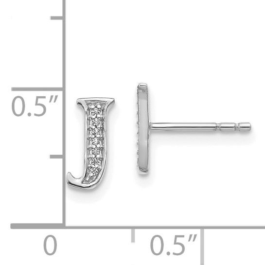 Thumbnail: 14k Diamond Initial J Earrings