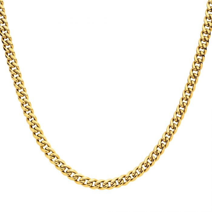 Thumbnail: 6mm 18K Gold IP Miami Cuban Chain Necklace with CNC Precision Se