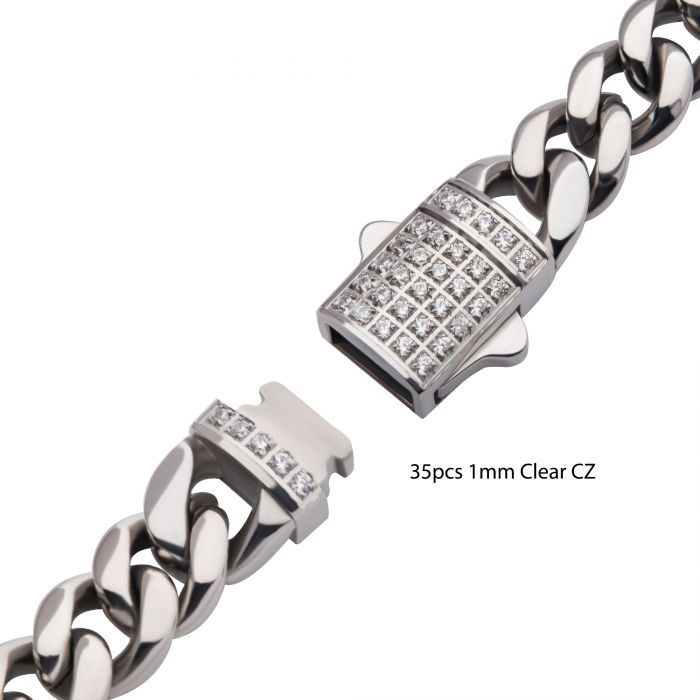 Thumbnail: 6mm Steel Miami Cuban Chain Bracelet with CNC Precision Set CZ Clasp