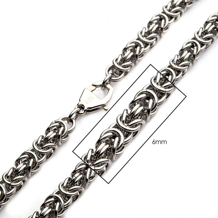 Thumbnail: 6mm Steel King Byzantine Chain Necklace