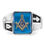 Thumbnail: 14k White Gold Men's Polished and Textured with Black Enamel and Imitation Blue