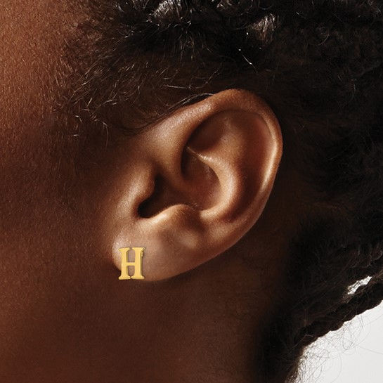 Thumbnail: Letter H Initial Post Earrings