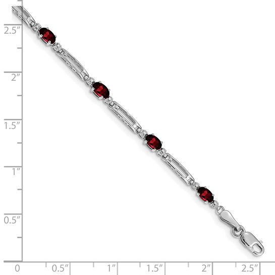 Thumbnail: 10k White Gold Diamond and Garnet Bracelet