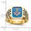 Thumbnail: 14k Men's Polished, Antiqued and Grooved with Imitation Blue Spinel Masonic Ring