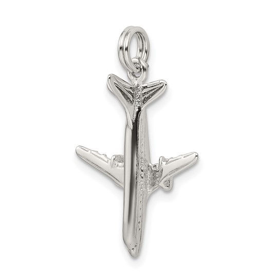 Thumbnail: Sterling Silver Rhodium-plated Airplane Charm