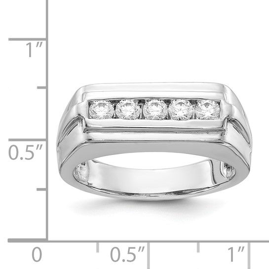 Thumbnail: 14k White Gold Diamond 5-stone Mens Ring
