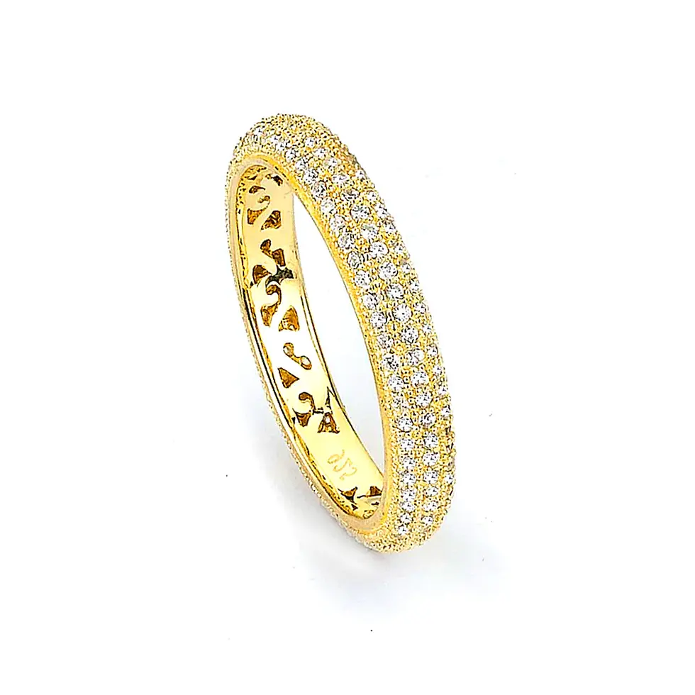 Thumbnail: Sterling Silver Rhodium Plated and CZ Eternity Ring