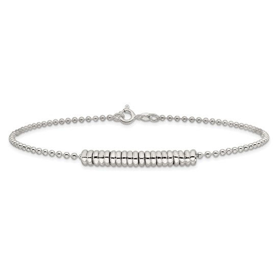 Sterling Silver 10inch Polished Fancy Love Ring Anklet