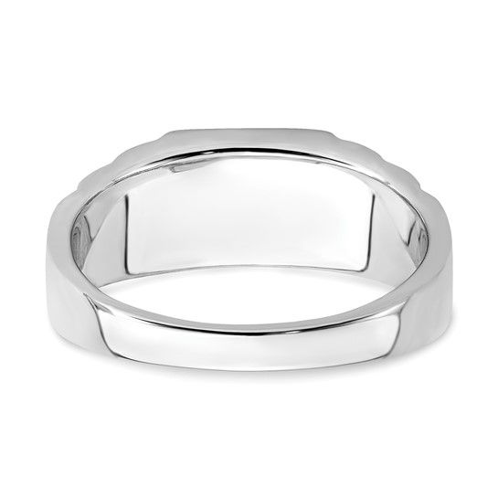 Thumbnail: 14k Two-tone Created Sapphire and Diamond Mens Ring