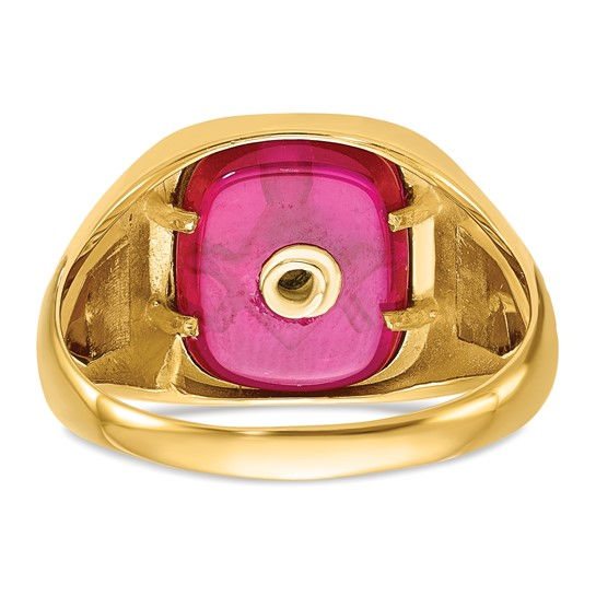 Thumbnail: 14k Men's Polished and Textured with Black Enamel and Lab Created Ruby Masonic R